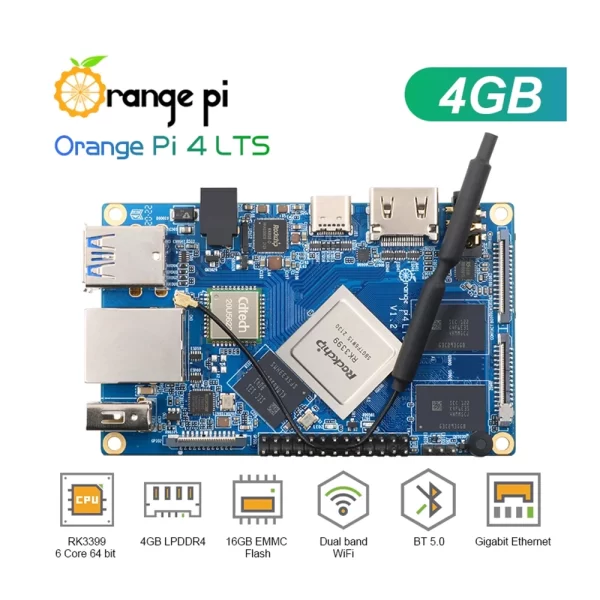 Orange Pi 4 LTS – 4GB RAM 16GB EMMC