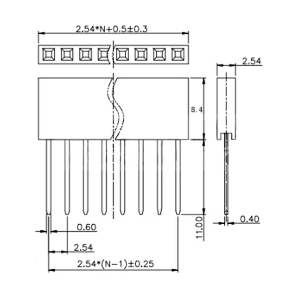 Female Pin Header – Straight 6P Long 2.54mm SIL - Image 3