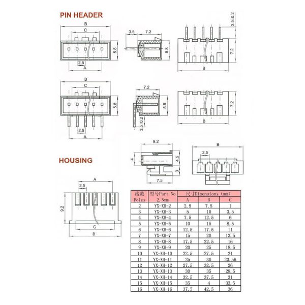 XH 2.5mm Right Angle Male Header 5P – 5 Pieces - Image 4