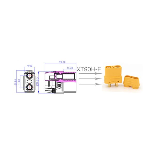 XT90 Female Connector With Sheath - Image 3