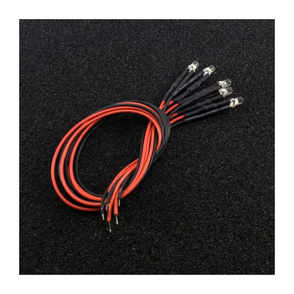 Pre-Wired 3mm 12V LED Cool White – 5 Pieces