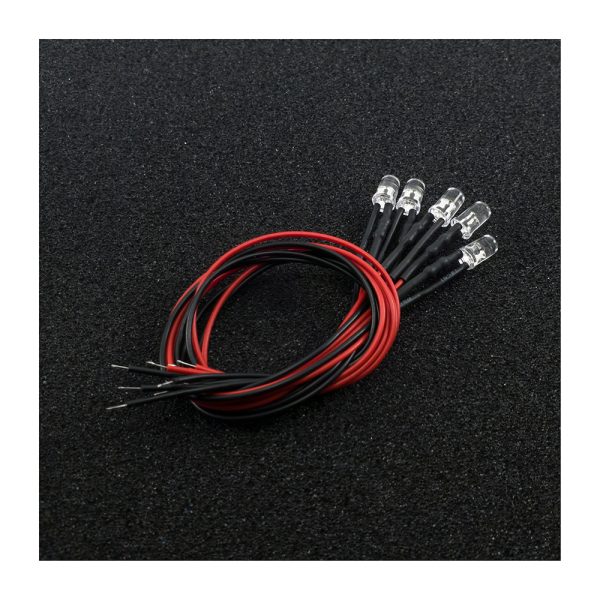 Pre-Wired 5mm 12V LED Cool White – 5 Pieces