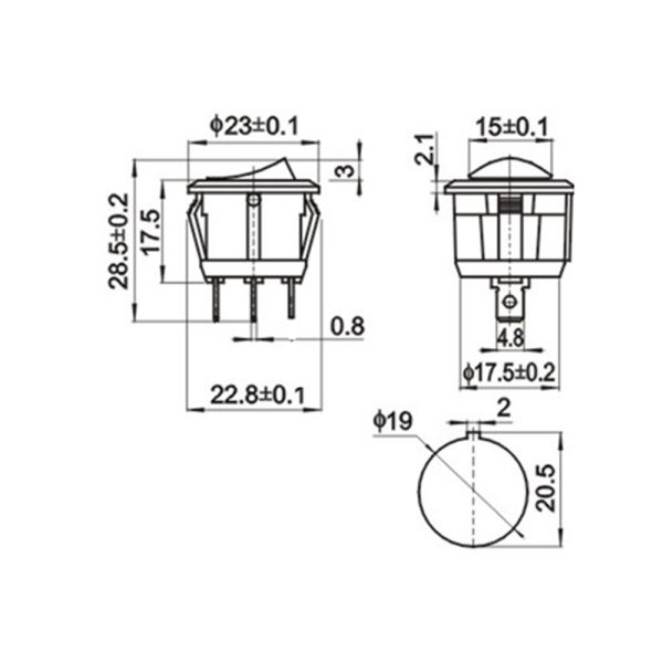 Round Rocker Switch SPDT - Image 3