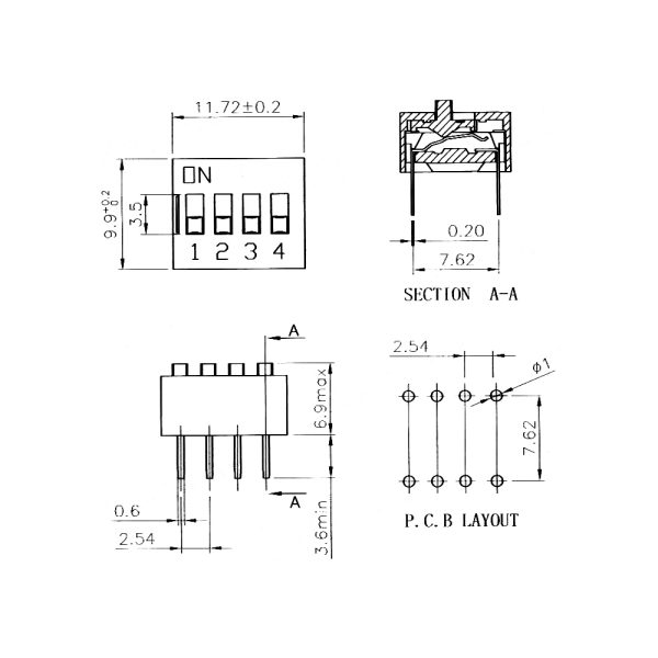 Dip Switch 2.54mm 2P - Image 3