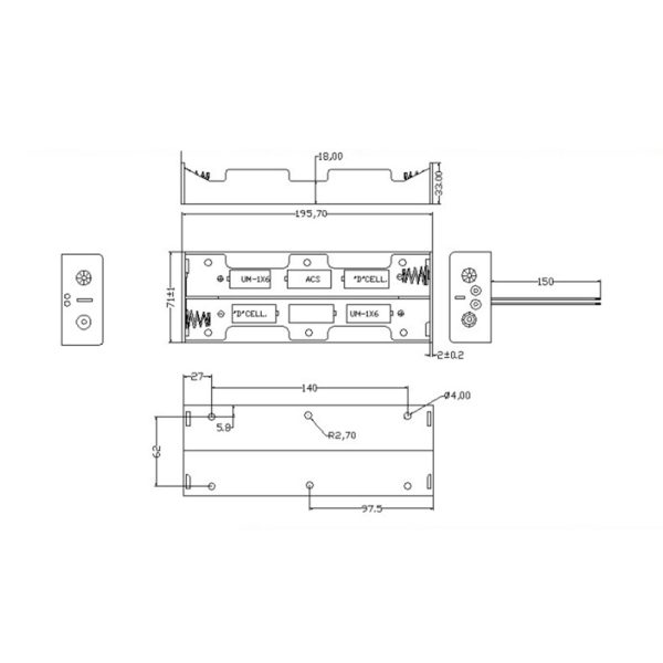 6 Cell D Battery Holder Type 1 - Image 4