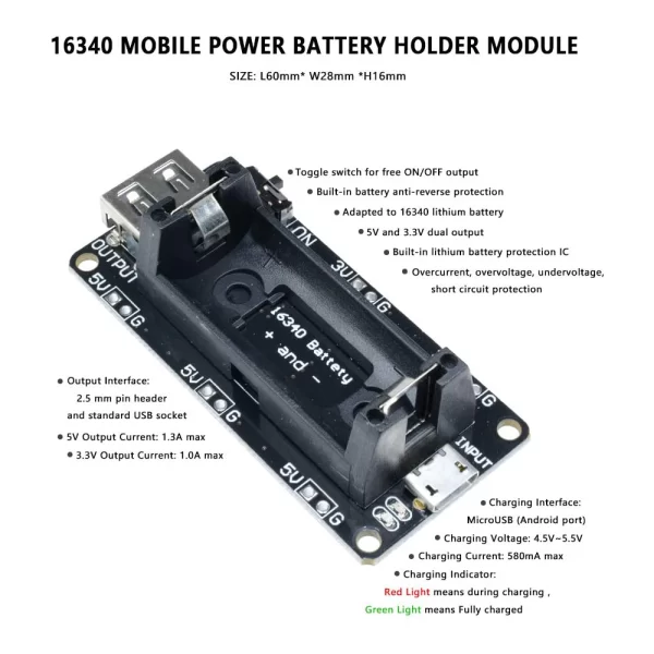 1 Cell 16340 Boost Charger Module - Image 5